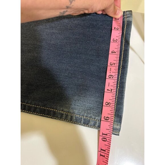 Day trip Aquarius Flare jeans Sz 27S Dark wash faded thighs, detailed pockets - Picture 10 of 11